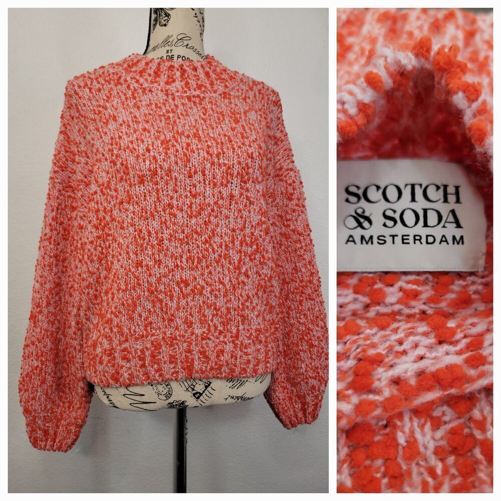 SCOTCH & SODA Amsterdam Sweater SZ XS Boxy Crochet Knit Polly /Wool Womens